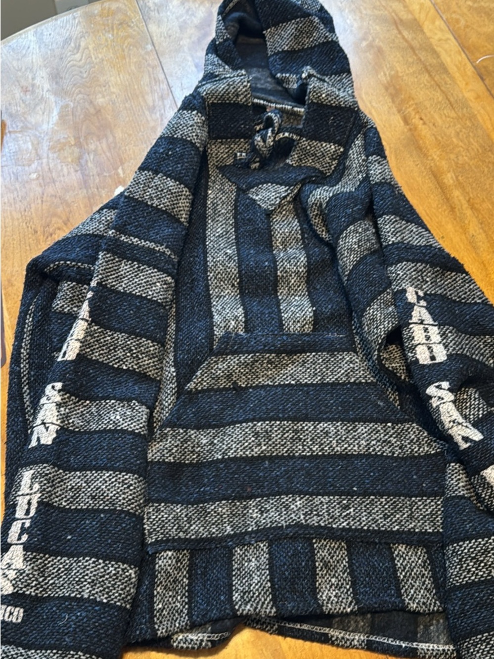 Men's Striped Hooded Sweater - Blue & Gray